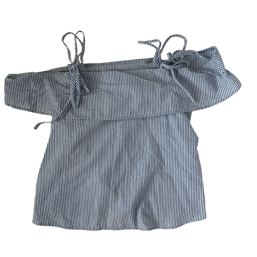 Off the shoulder seersucker blouse